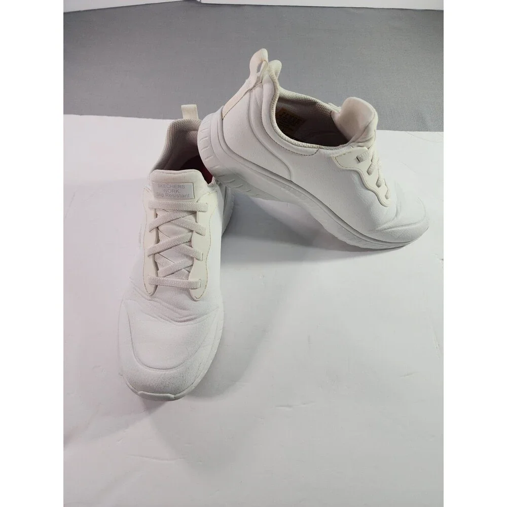 Skechers Work Slip Resistant White Lace-Up Sneakers – Women's Comfort Work Shoes